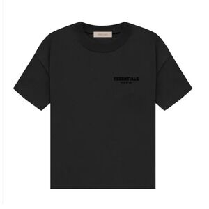 Fear of God Essentials Mens T-Shirt Stretch Limo Black Logo Size M